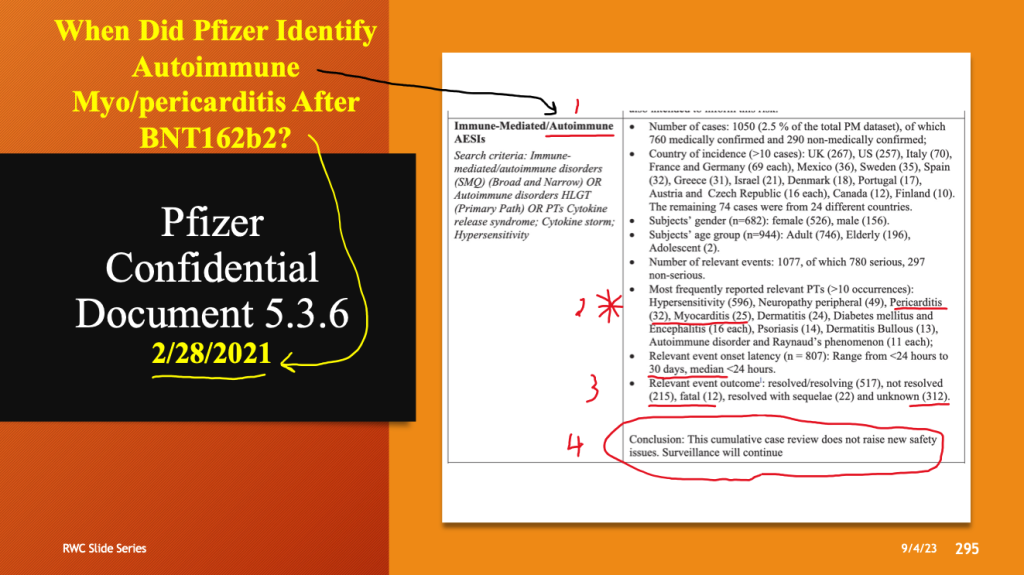 Pfizer document 5.3.6 indicates autoimmunity as the etiology of myopericarditis following BNT162b2 vaccination