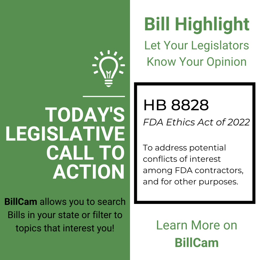 Today's Legislative Call to Action FDA Ethics Act of 2022 DailyClout