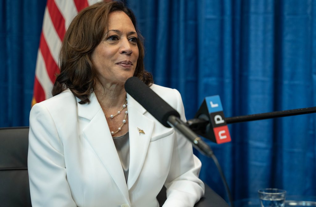 Vice President Kamala Harris sits with NPR's Michel Martin for a discussion on the Black Maternal Healthcare Crisis during Essence Festival in New Orleans, LA on June 30, 2023.